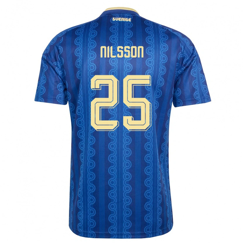 Danxen Men Sweden Gustaf Nilsson #25 Blue Navy Yellow Away Jersey 26-28 T-Shirt