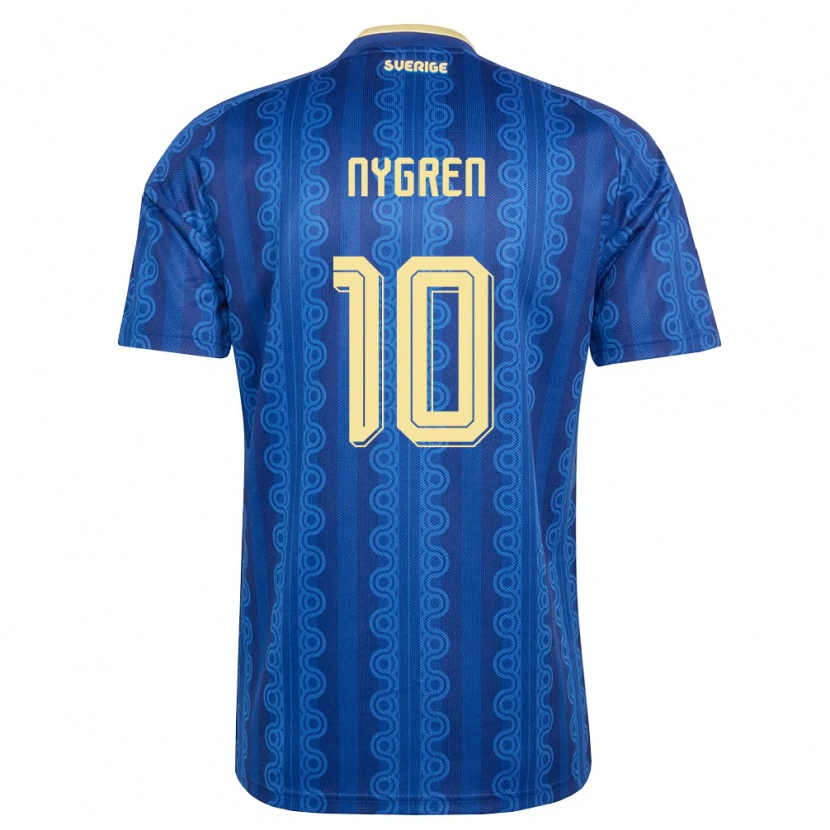 Danxen Men Sweden Benjamin Nygren #10 Blue Navy Yellow Away Jersey 26-28 T-Shirt