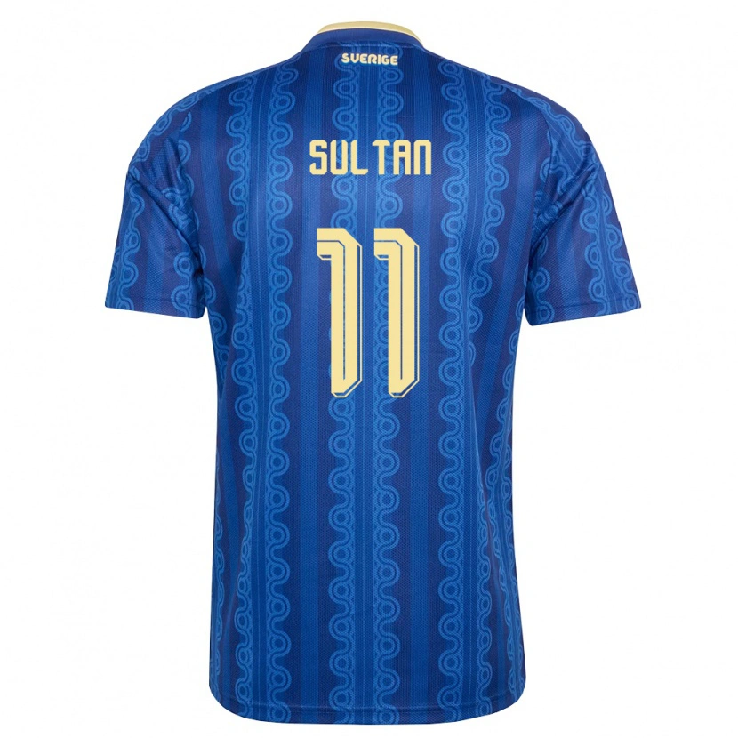 Danxen Men Sweden Haydar Sultan #11 Blue Navy Yellow Away Jersey 26-28 T-Shirt