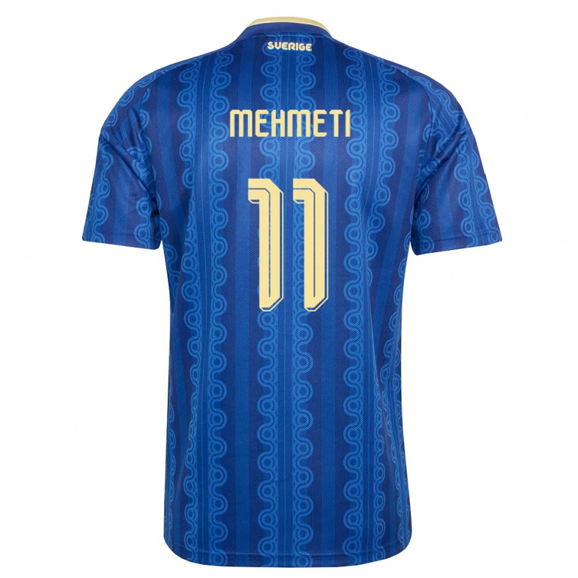 Danxen Men Sweden Dion Mehmeti #11 Blue Navy Yellow Away Jersey 26-28 T-Shirt