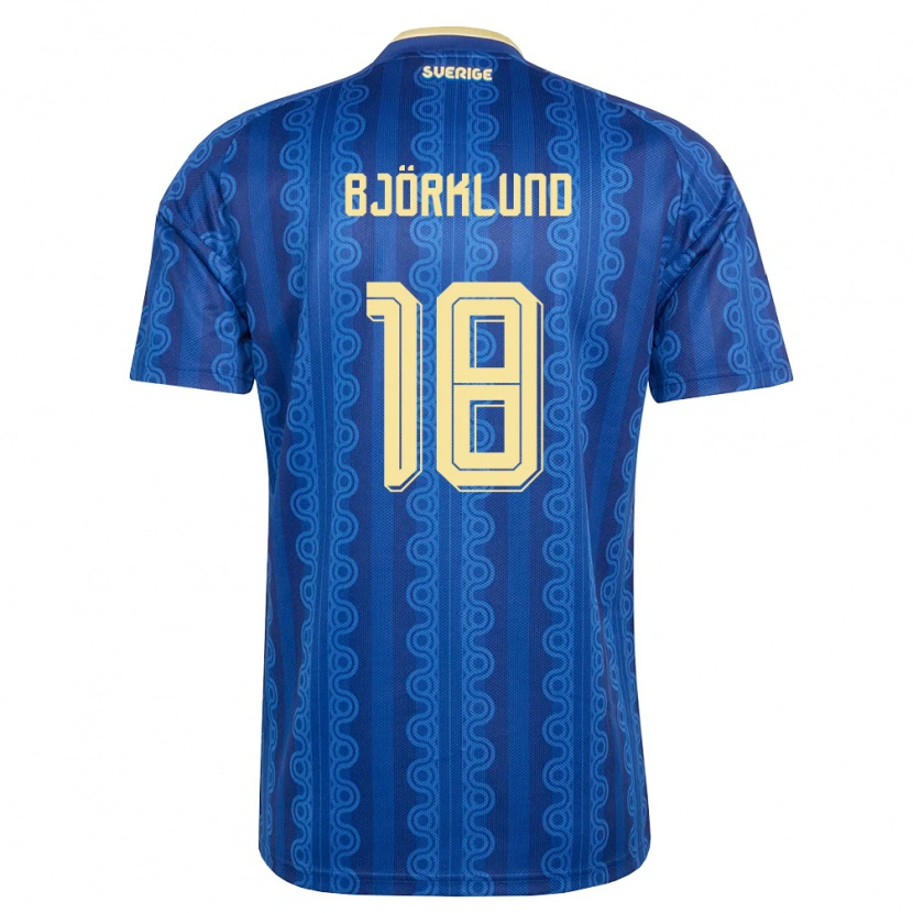 Danxen Men Sweden Lukas Björklund #18 Blue Navy Yellow Away Jersey 26-28 T-Shirt