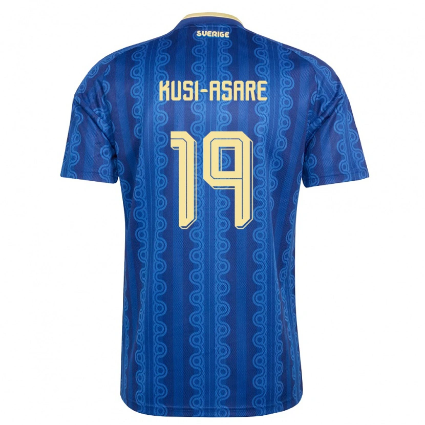 Danxen Men Sweden Jonah Kusi-Asare #19 Blue Navy Yellow Away Jersey 26-28 T-Shirt