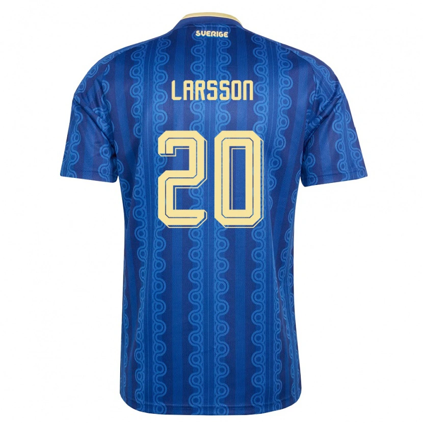 Danxen Men Sweden Hugo Larsson #20 Blue Navy Yellow Away Jersey 26-28 T-Shirt