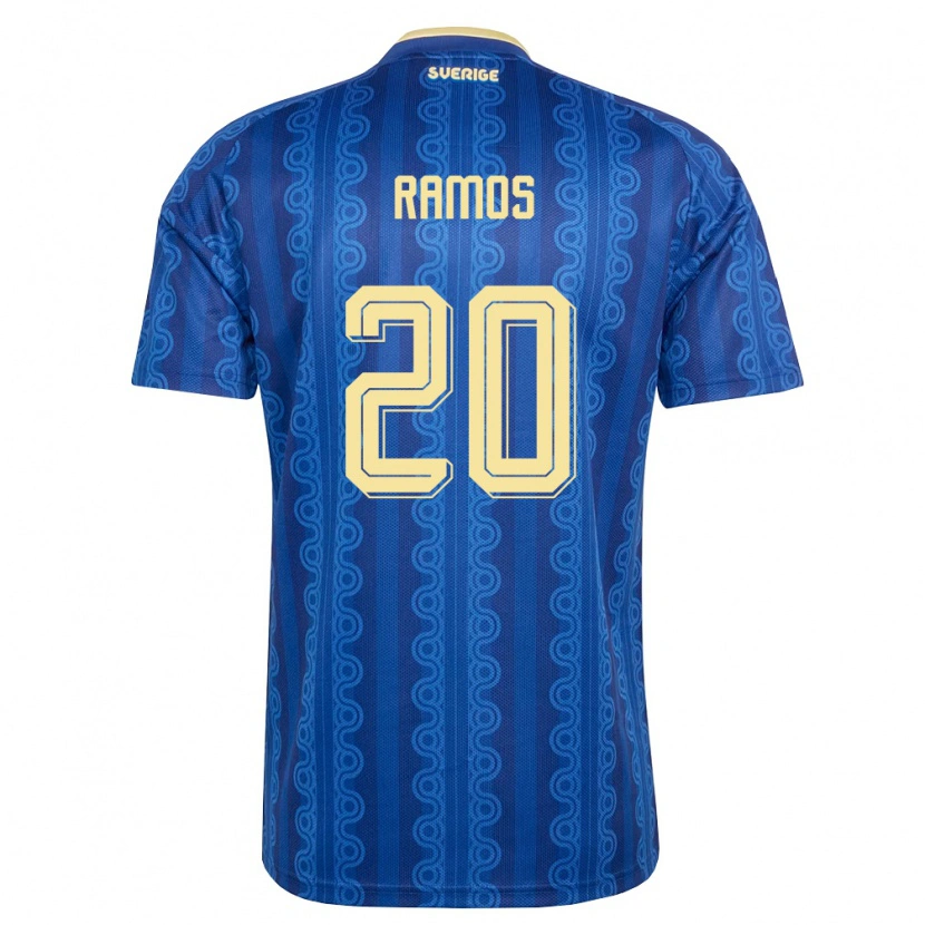 Danxen Men Sweden Samuel Ramos #20 Blue Navy Yellow Away Jersey 26-28 T-Shirt