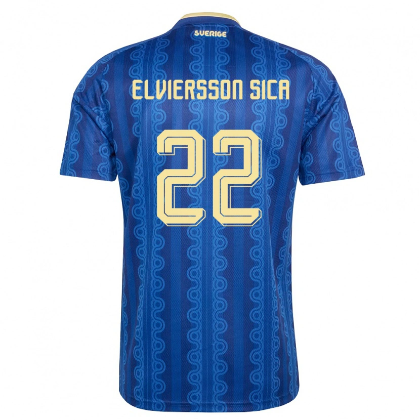 Danxen Men Sweden Matheo Elviersson Sica #22 Blue Navy Yellow Away Jersey 26-28 T-Shirt