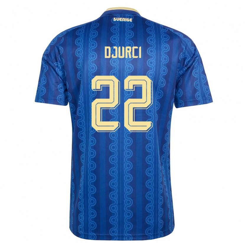 Danxen Men Sweden Oliver Djurci #22 Blue Navy Yellow Away Jersey 26-28 T-Shirt