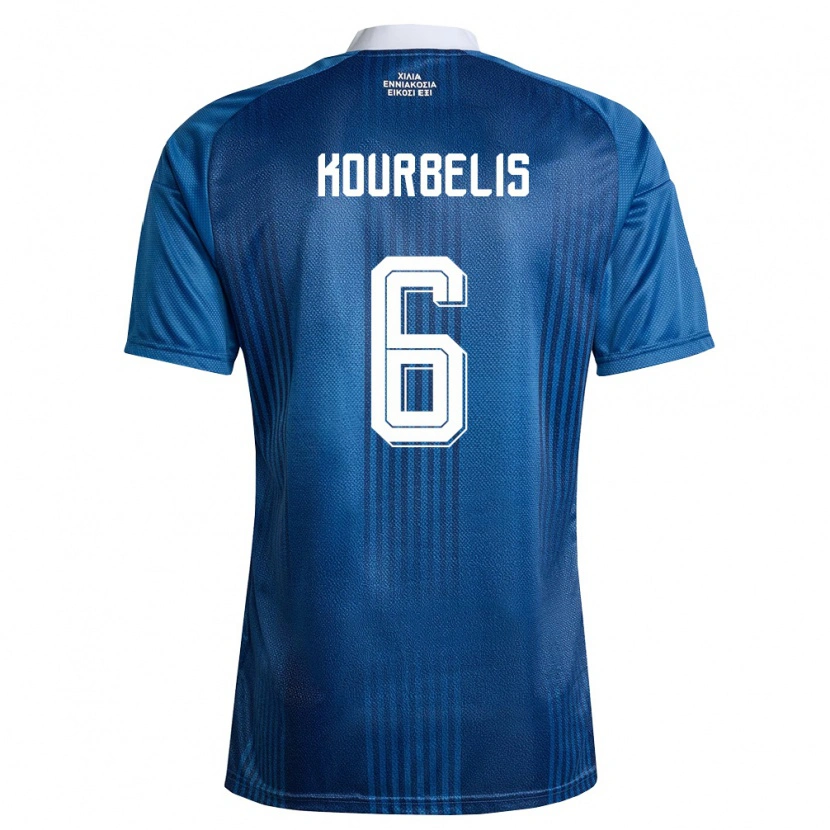 Danxen Men Greece Dimitrios Kourbelis #6 Navy Blue White Away Jersey 26-28 T-Shirt