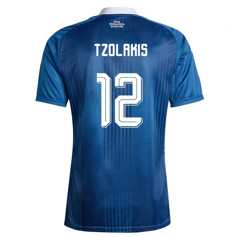 Danxen Men Greece Konstantinos Tzolakis #12 Navy Blue White Away Jersey 26-28 T-Shirt