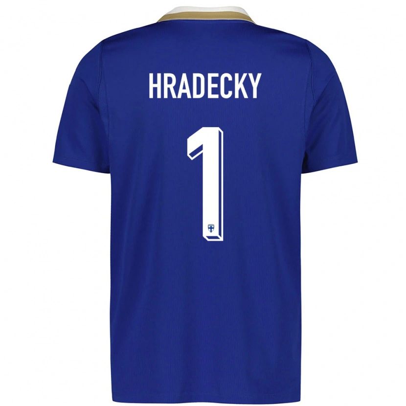 Danxen Men Finland Lukas Hradecky #1 Blue White Away Jersey 26-28 T-Shirt