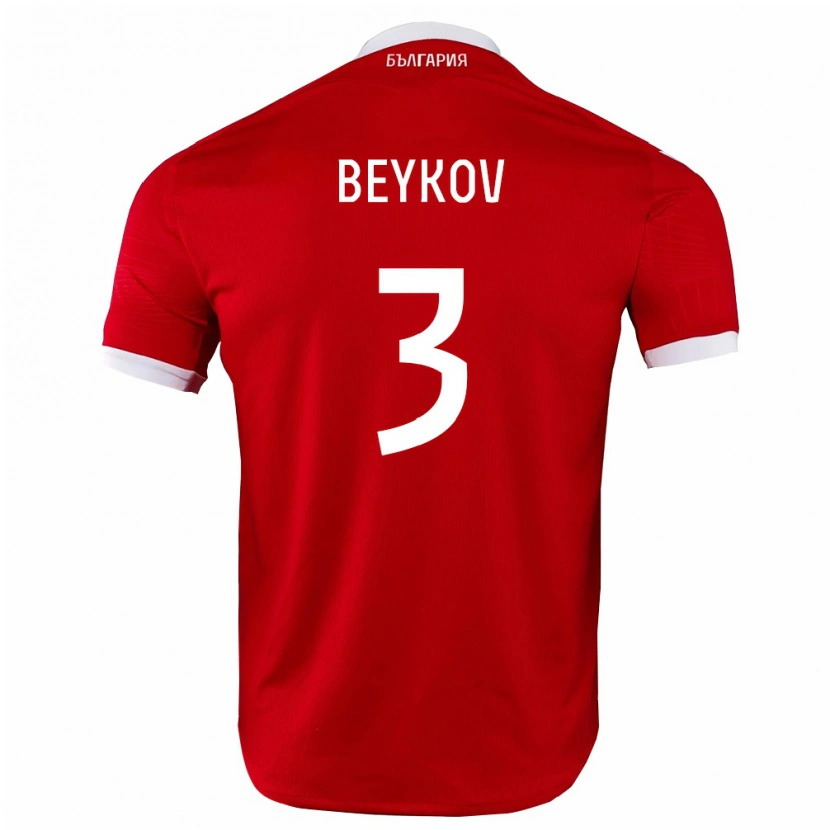 Danxen Men Bulgaria Viktor Beykov #3 Red White Away Jersey 26-28 T-Shirt