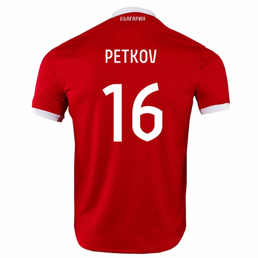 Danxen Men Bulgaria Marin Petkov #16 Red White Away Jersey 26-28 T-Shirt