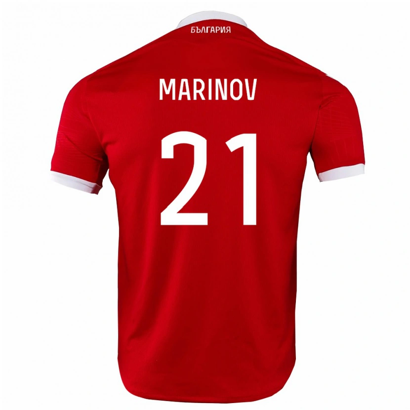 Danxen Men Bulgaria Aleksandar Marinov #21 Red White Away Jersey 26-28 T-Shirt