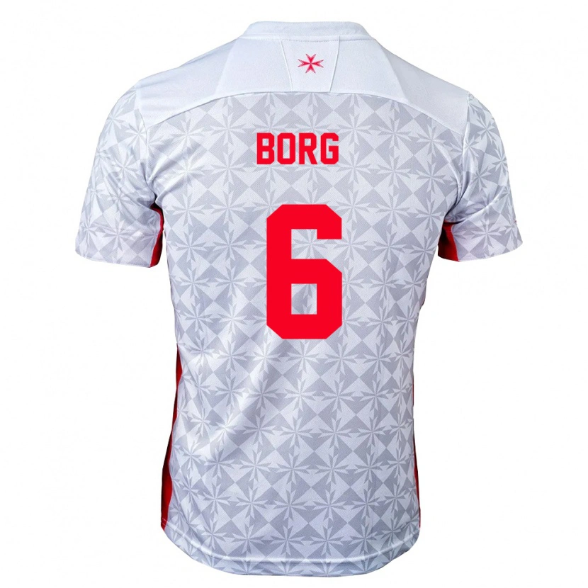 Danxen Men Malta Andy Borg #6 Gray White Red Away Jersey 26-28 T-Shirt