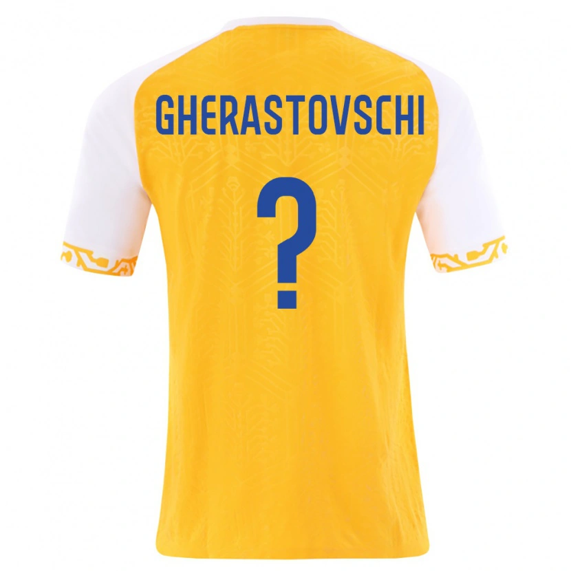 Danxen Men Moldova Gherman Gherastovschi #0 Yellow White Away Jersey 26-28 T-Shirt