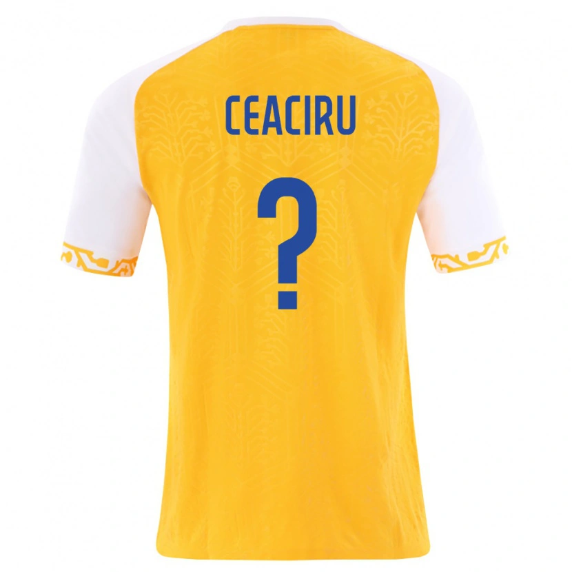 Danxen Men Moldova Nicolae Ceaciru #0 Yellow White Away Jersey 26-28 T-Shirt