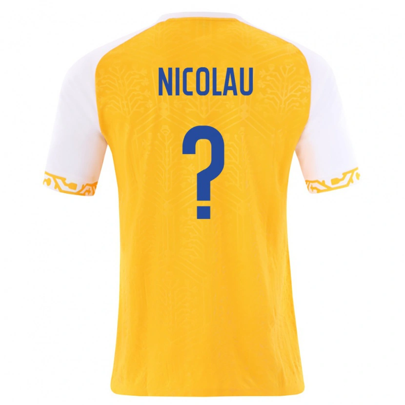 Danxen Men Moldova Alexandru Nicolau #0 Yellow White Away Jersey 26-28 T-Shirt