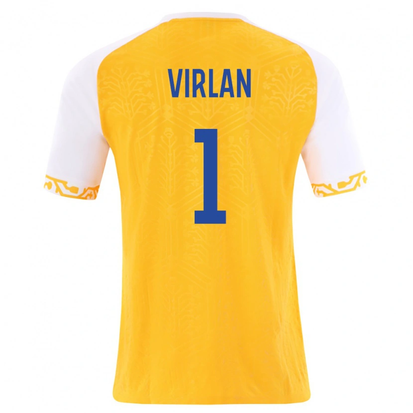 Danxen Men Moldova Daniel Vîrlan #1 Yellow White Away Jersey 26-28 T-Shirt