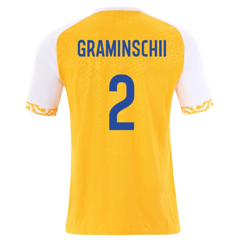 Danxen Men Moldova Ivan Graminschii #2 Yellow White Away Jersey 26-28 T-Shirt