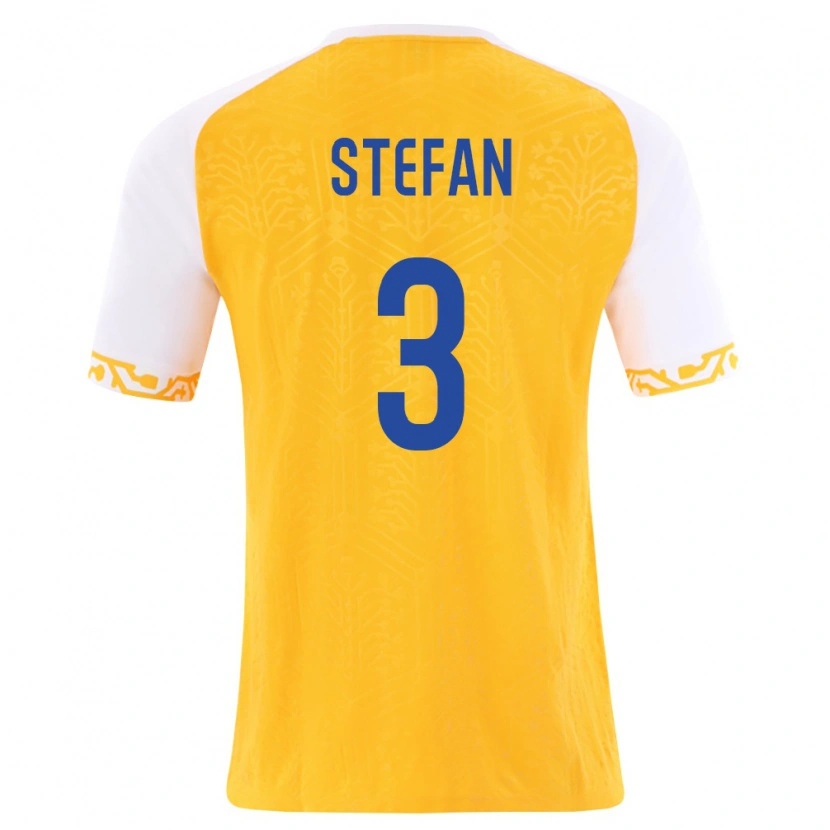 Danxen Men Moldova Mihail Ștefan #3 Yellow White Away Jersey 26-28 T-Shirt