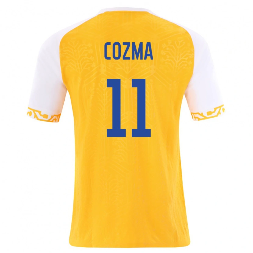 Danxen Men Moldova Veaceslav Cozma #11 Yellow White Away Jersey 26-28 T-Shirt