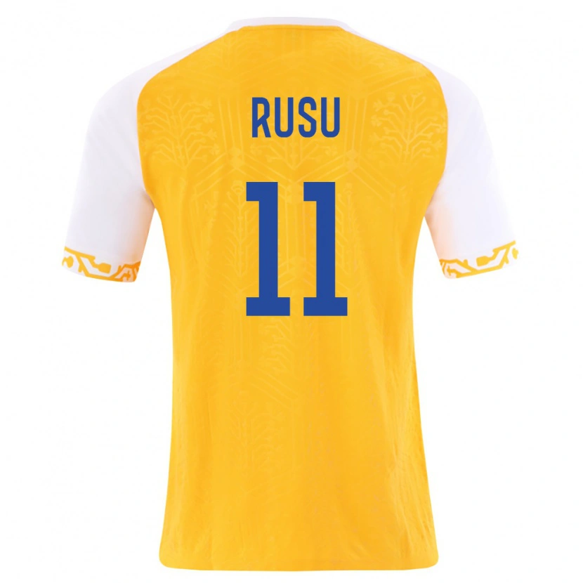 Danxen Men Moldova Timofei Rusu #11 Yellow White Away Jersey 26-28 T-Shirt