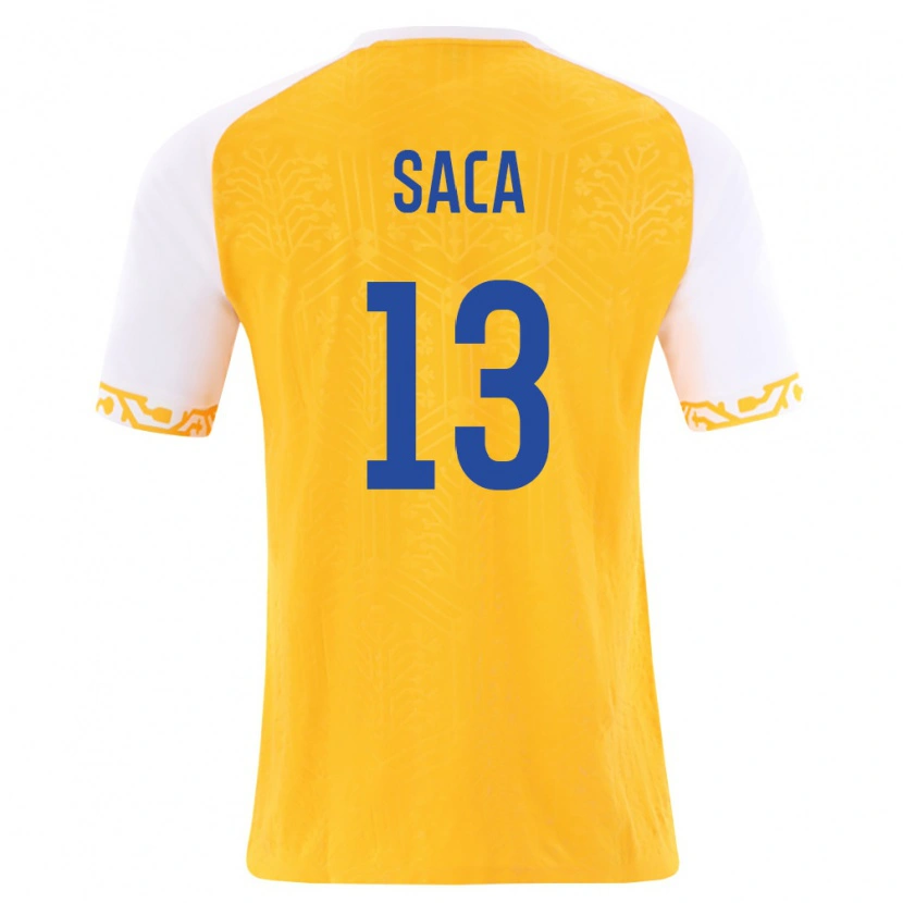Danxen Men Moldova Leo Saca #13 Yellow White Away Jersey 26-28 T-Shirt