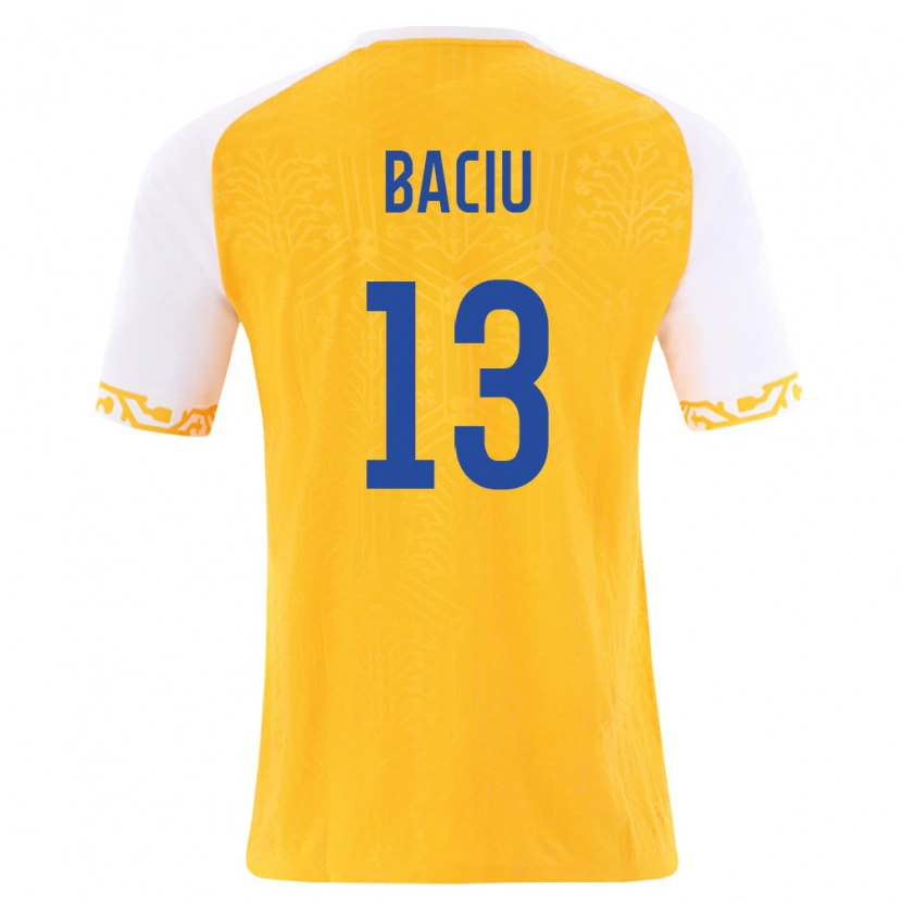 Danxen Men Moldova Victor Baciu #13 Yellow White Away Jersey 26-28 T-Shirt