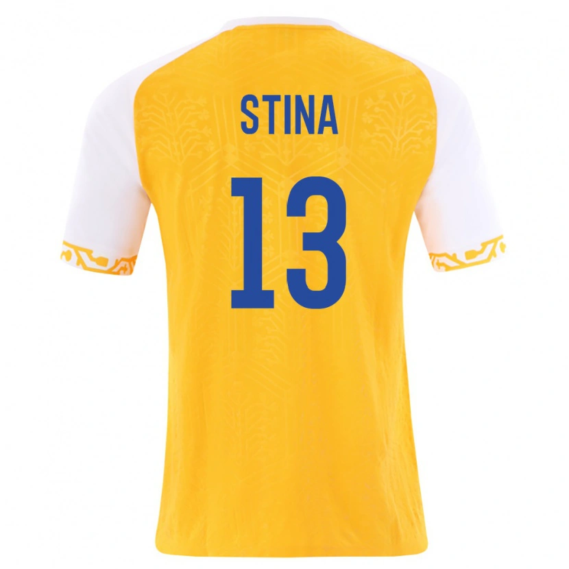 Danxen Men Moldova Victor Stina #13 Yellow White Away Jersey 26-28 T-Shirt