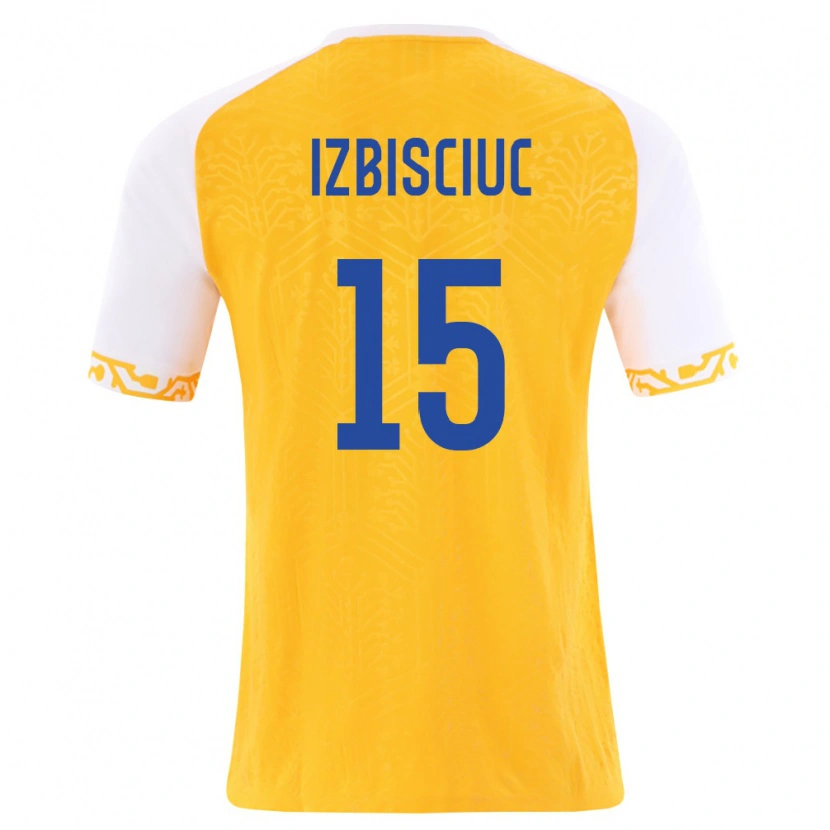 Danxen Men Moldova Pedro Izbișciuc #15 Yellow White Away Jersey 26-28 T-Shirt