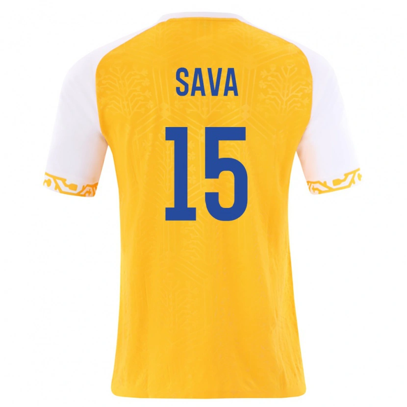 Danxen Men Moldova Mihail Sava #15 Yellow White Away Jersey 26-28 T-Shirt