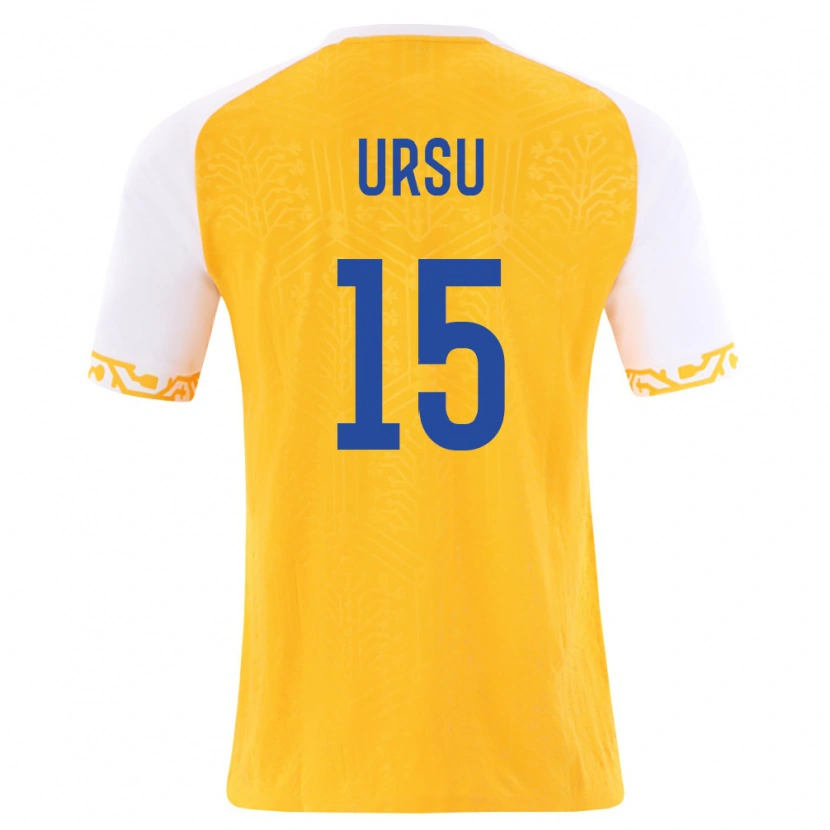 Danxen Men Moldova Alexandru Ursu #15 Yellow White Away Jersey 26-28 T-Shirt