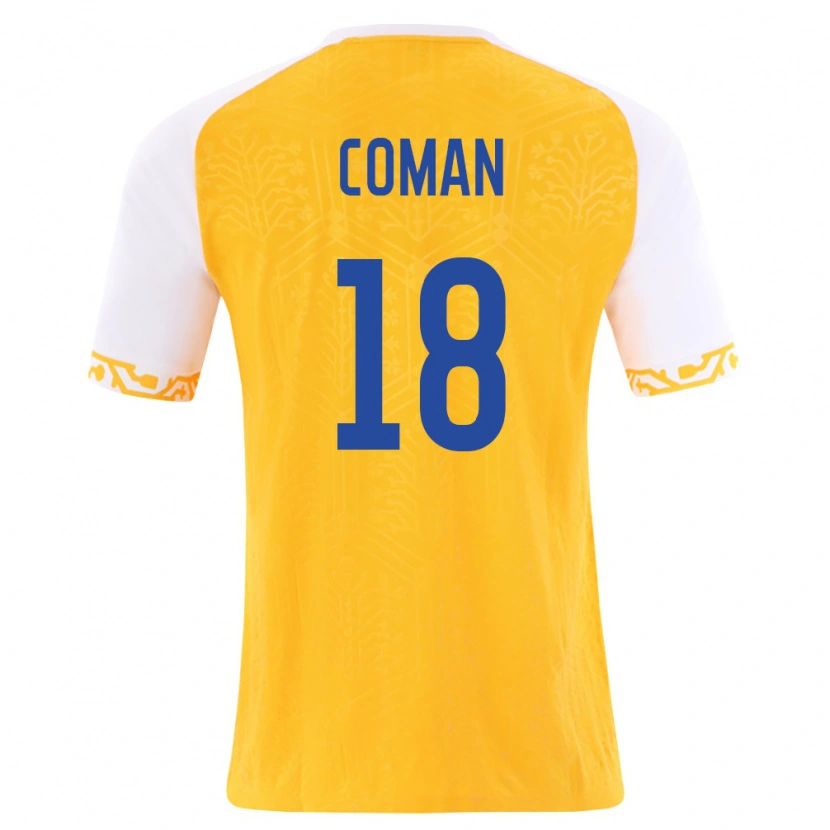 Danxen Men Moldova Alexandru Coman #18 Yellow White Away Jersey 26-28 T-Shirt