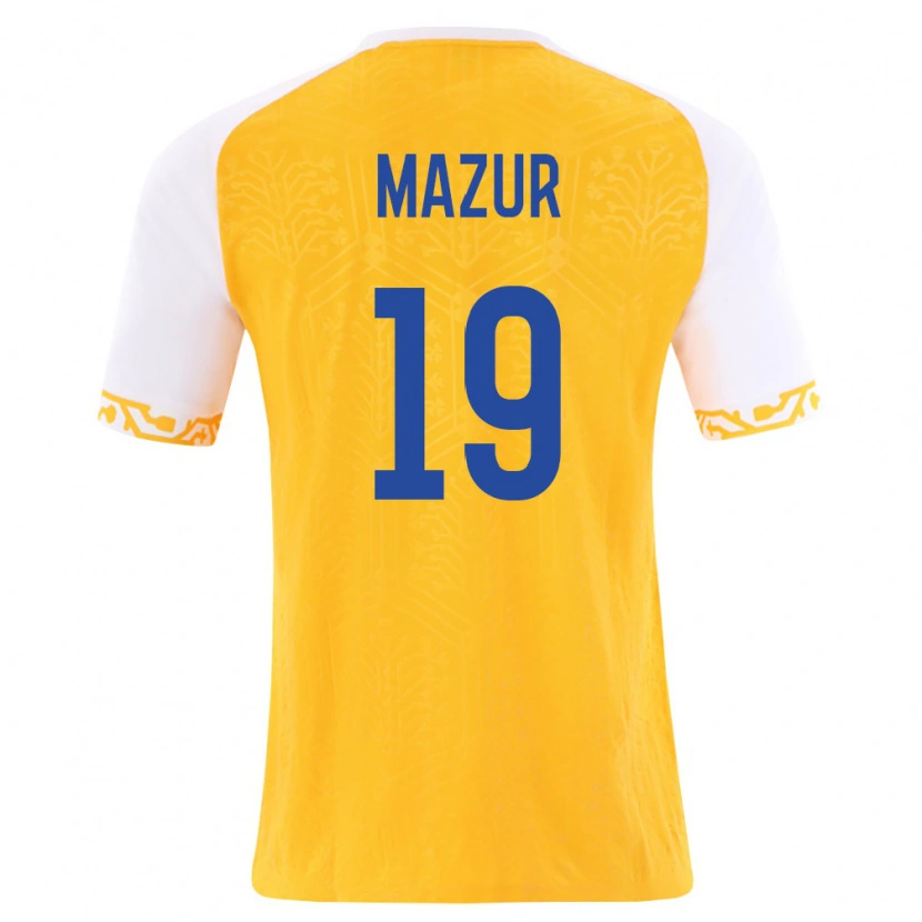 Danxen Men Moldova Serghei Mazur #19 Yellow White Away Jersey 26-28 T-Shirt