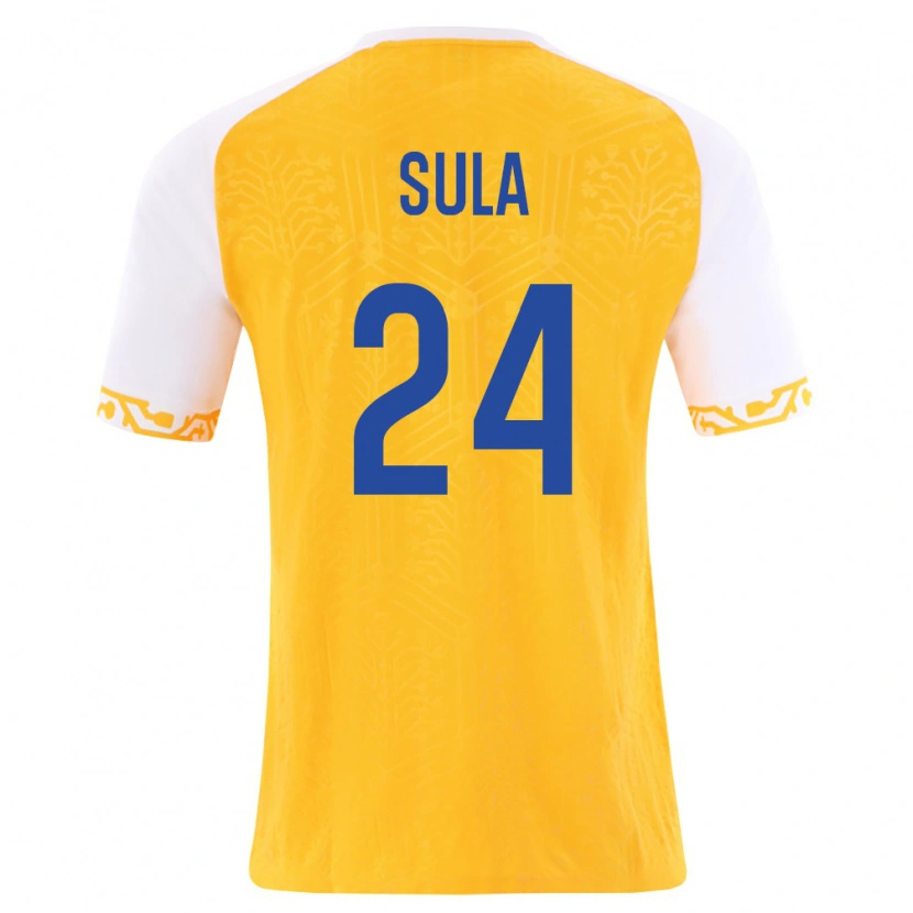 Danxen Men Moldova Paolo Sula #24 Yellow White Away Jersey 26-28 T-Shirt