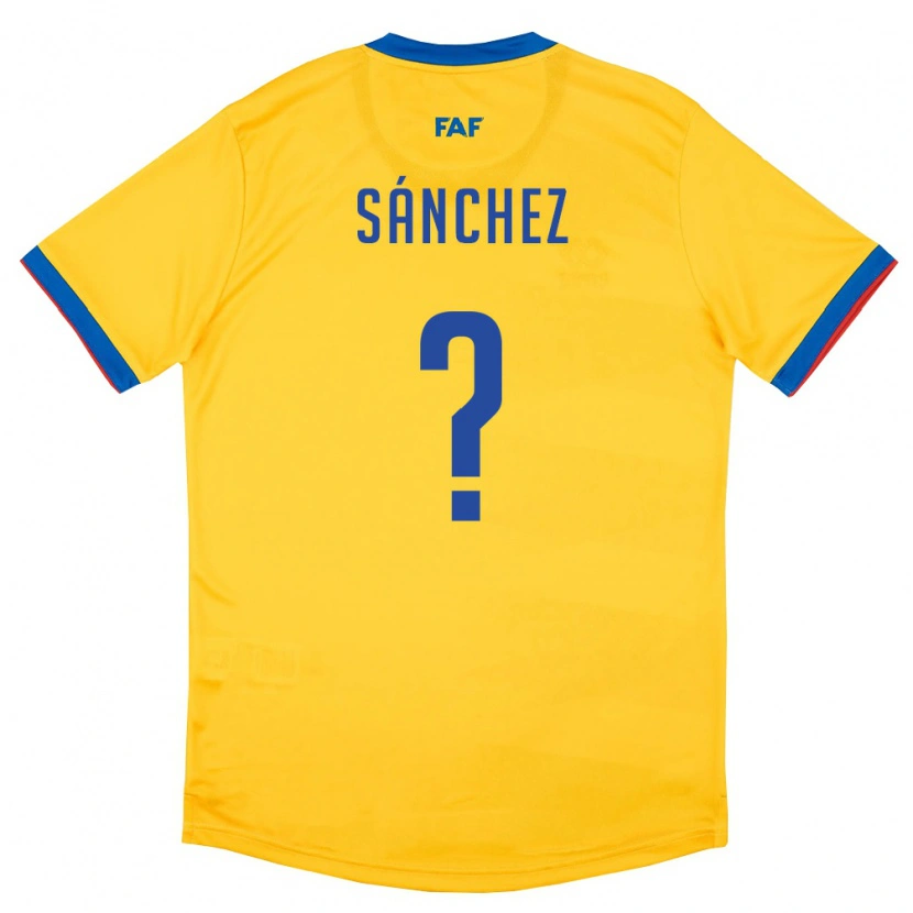 Danxen Men Andorra Bernat Sánchez #0 Yellow Blue Red Away Jersey 26-28 T-Shirt