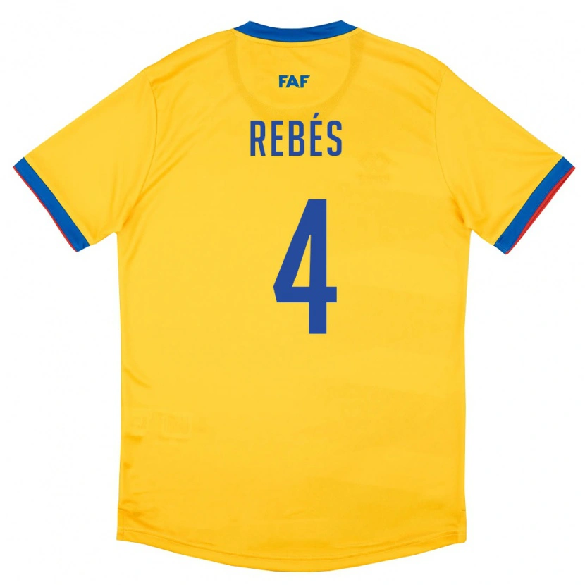 Danxen Men Andorra Marc Rebés #4 Yellow Blue Red Away Jersey 26-28 T-Shirt