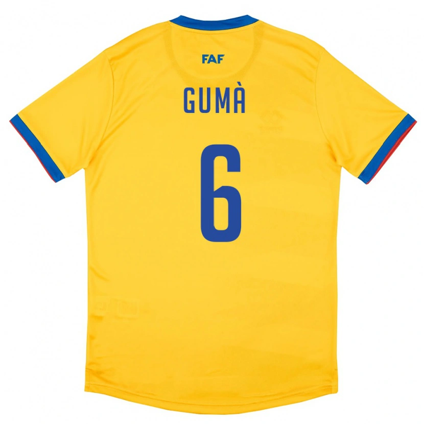Danxen Men Andorra Arnau Gumà #6 Yellow Blue Red Away Jersey 26-28 T-Shirt