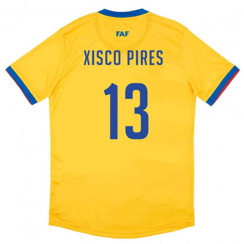 Danxen Men Andorra Xisco Pires #13 Yellow Blue Red Away Jersey 26-28 T-Shirt