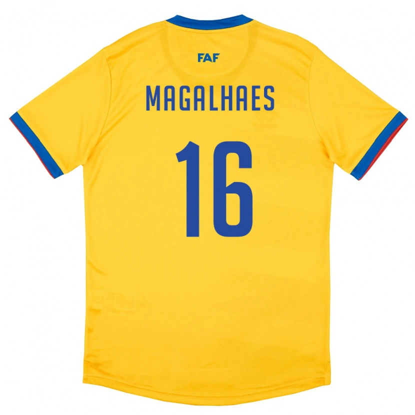 Danxen Men Andorra Lucas Magalhaes #16 Yellow Blue Red Away Jersey 26-28 T-Shirt