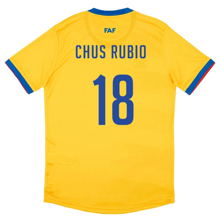 Danxen Men Andorra Jesús Rubio #18 Yellow Blue Red Away Jersey 26-28 T-Shirt
