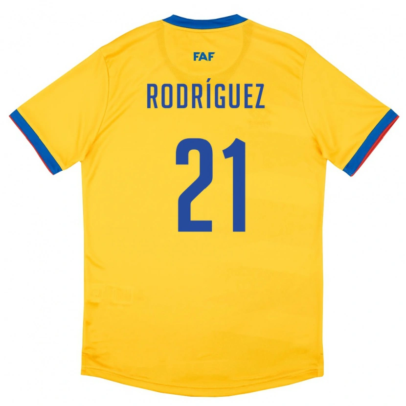 Danxen Men Andorra Marc Rodríguez #21 Yellow Blue Red Away Jersey 26-28 T-Shirt
