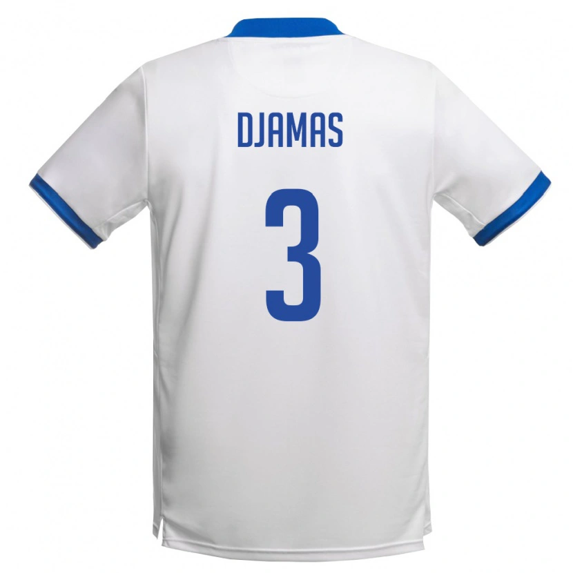 Danxen Men Cyprus David Djamas #3 White Royal Blue Away Jersey 26-28 T-Shirt