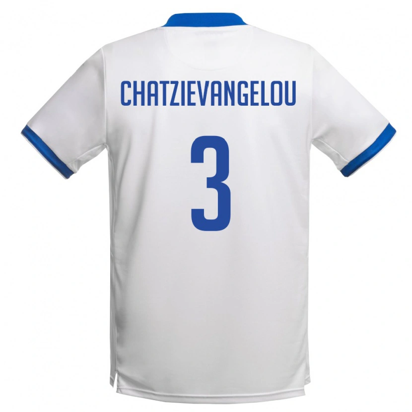 Danxen Men Cyprus Petros Chatzievangelou #3 White Royal Blue Away Jersey 26-28 T-Shirt