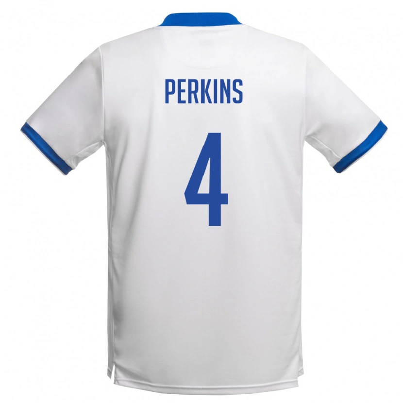 Danxen Men Cyprus Antonio Perkins #4 White Royal Blue Away Jersey 26-28 T-Shirt