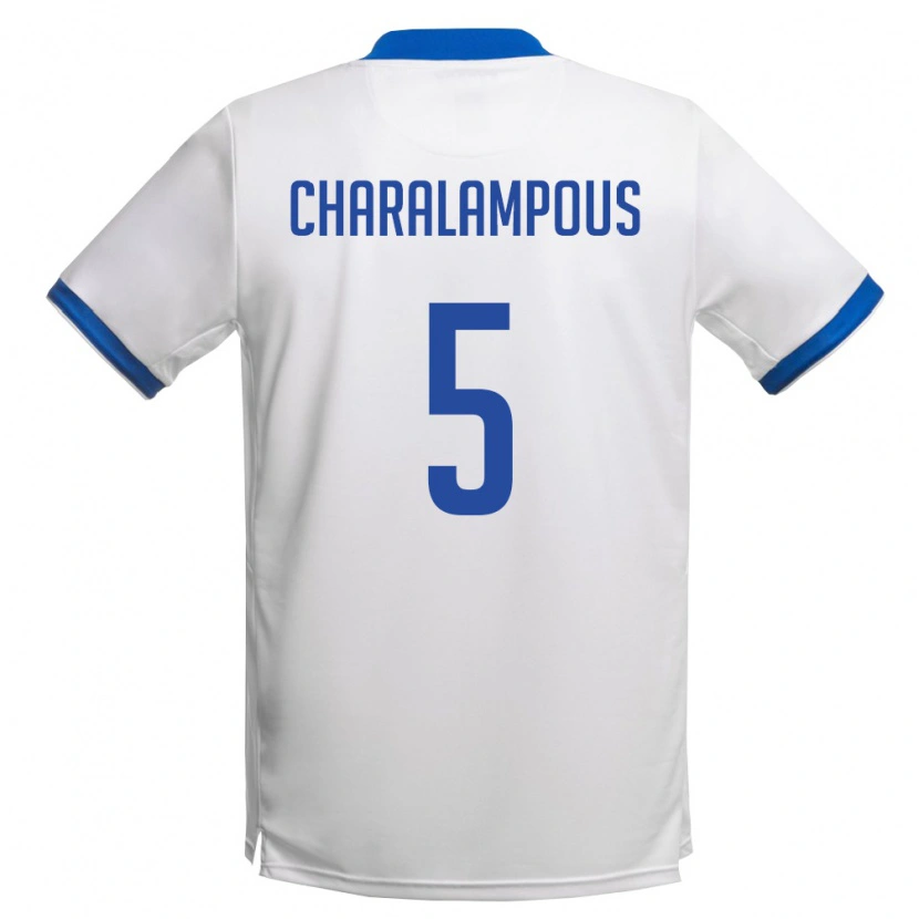 Danxen Men Cyprus Charalampos Charalampous #5 White Royal Blue Away Jersey 26-28 T-Shirt