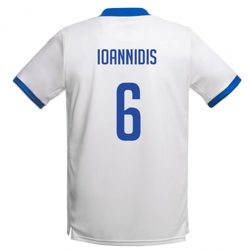 Danxen Men Cyprus Zacharias Ioannidis #6 White Royal Blue Away Jersey 26-28 T-Shirt