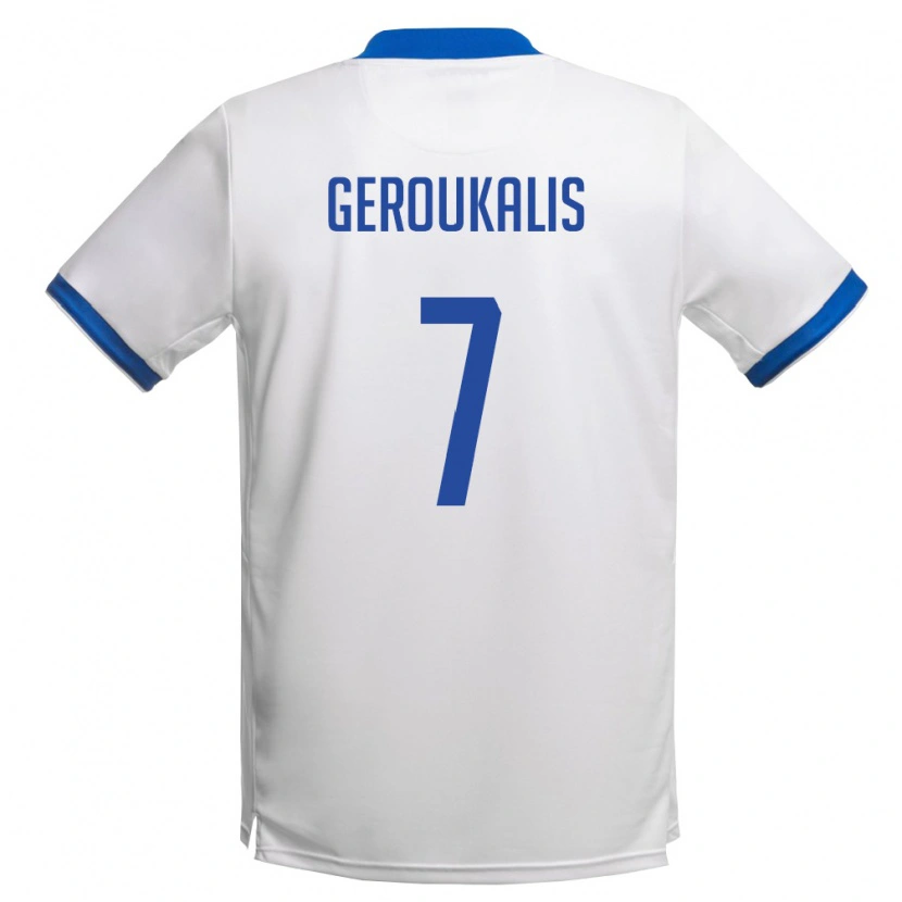Danxen Men Cyprus Alexandros Geroukalis #7 White Royal Blue Away Jersey 26-28 T-Shirt