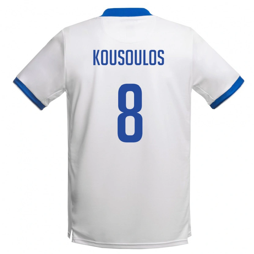 Danxen Men Cyprus Ioannis Kousoulos #8 White Royal Blue Away Jersey 26-28 T-Shirt