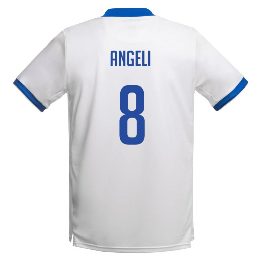Danxen Men Cyprus Angelos Angeli #8 White Royal Blue Away Jersey 26-28 T-Shirt
