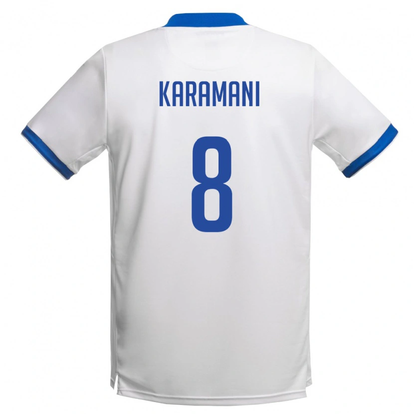 Danxen Men Cyprus Christos Karamani #8 White Royal Blue Away Jersey 26-28 T-Shirt